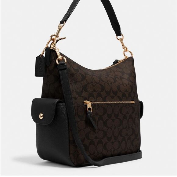 🔥🎁NWT! Coach PENNIE Shoulder Bag In Signature Canvas Brown/Black Msrp:$450.00 - Picture 3 of 6